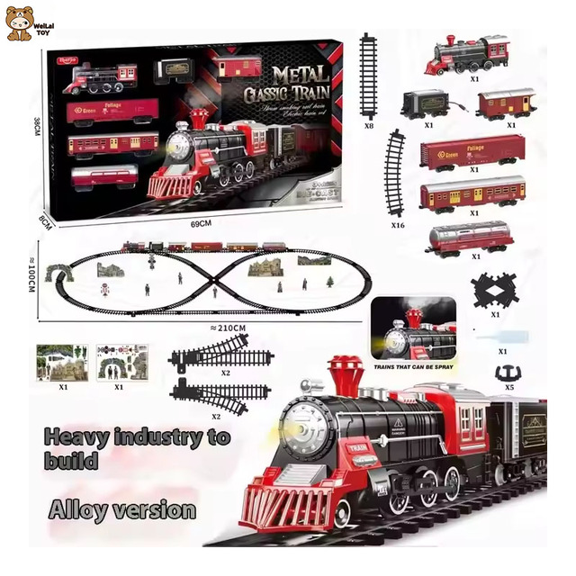 Train Toy Track High-Speed Rail Parking Lot Model Electric Steam Train for Kids Birthday New Year Gift Educational PC