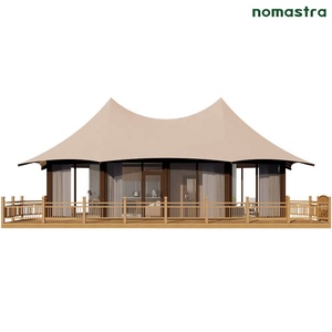 모든 지형을 위한 침실 거실 및 욕실이 있는 럭셔리 스틸 프레임 글램핑 텐트 <span class=keywords><strong>2</strong></span> 베드룸 모듈식 롯지 호텔 텐트 - Product Image 2