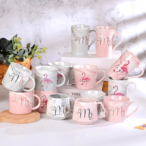 Jia Huan Ceramics <b>Marble</b> Ceramic <b>Mug</b> With Flamingo Design Wedding Gift Cup Microwave Safe Office Water Cup - Product Image 1