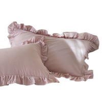 Set selimut katun warna polos Modern Perancis, lapisan ganda 200TC Anti debu benang tungau ramah kulit semua musim