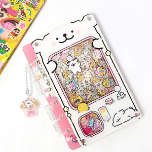 Quaderno Planner A7 Creativo Fai-da-Te con Copertina Acrilica a Fogli Mobili con Disegno a Linee di Cuccioli in Stile Anime - Product Image 3