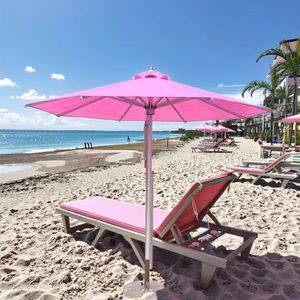 Usine personnalisée 2.7m cadre en aluminium Patio jardin parasol <span class=keywords><strong>de</strong></span> plage extérieur pour hôtels jardins Base incluse - Product Image 2