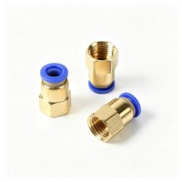 Konektor Selang Udara OD 6/8/10/12mm ke 1/8" 3/8" 1/2" 1/4" Ulir Betina Sambungan Cepat Satu Sentuhan Lurus