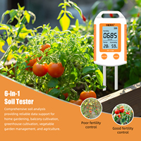 90 °   Analyseur de sol rotatif 6-en-1 avec mesure de NPK, fertilité, température et humidité, testeur de sol numérique pour le jardinage et l'agriculture