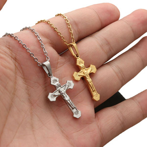 yunnique Stainless Steel Cross Pendant Necklace For Men Gold And <b>Silver</b> Color Fashion Jewelry Gift - Product Image 1