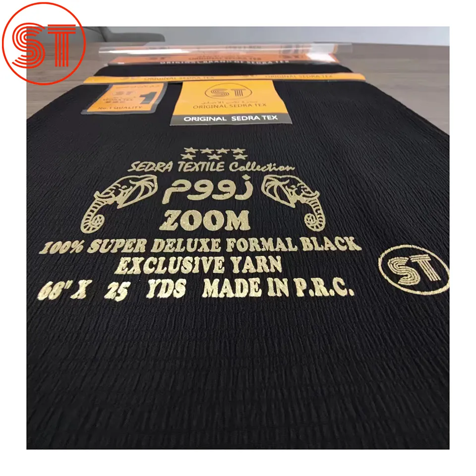 SEDRA tekstil pakaian Muslim 67/68 "150gsm Dubai Zoom kain tekstil Abaya kain Crepe Formal hitam untuk Abaya