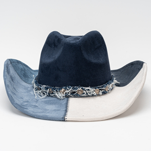 Sombrero Vaquero Occidental de Gamuza Premium con Bloques de Color, Estilo Vintage Desgastado, Fedora Elegante para Fiestas y Uso Casual al Aire Libre - Product Image 2