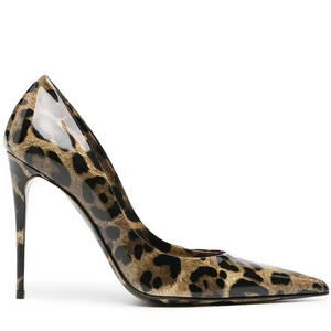 Роскошные привлекательные лакированные кожаные элегантные узкие туфли-лодочки на каблуке с острым носком, модные туфли-лодочки с леопардовым принтом для женщин - Product Image 4