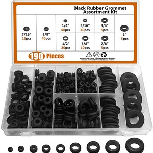 Kit de Anillas de Goma Negra, 190 Piezas, 9 Tamaños, Anillas de Protección de Cables EPDM - Product Image 2