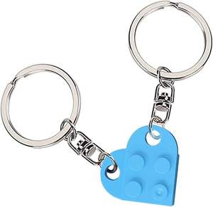 <span class=keywords><strong>Porte</strong></span>-clés en forme de cœur assorti pour couple, cadeau pour petit ami, petite amie, Noël, Saint-Valentin, ensemble pour elle et lui, compatible avec <span class=keywords><strong>Lego</strong></span> - Product Image 1