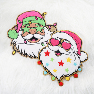 Customizable Chenille Iron-On Patches High Quality Christmas Embroidered Patch with Glitter Heart Flower Shape for Clothing Hat - Product Image 3