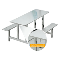 Table de salle à manger scolaire moderne en acier et ensemble de tables et chaises de cantine avec banc - Mobilier commercial durable