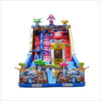Parc gonflable de trampoline de thème d'amusement de glissière gonflable de videur de terrain de jeu de dessin animé d'enfants commerciaux