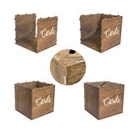 Boîte à cartes de mariage en bois brun poli avec fente supérieure, motif 3D en relief, support cadeau multifonctionnel autoportant pour réception de mariage