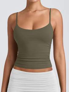 Débardeurs Cami ajustables à col carré pour femmes, en tricot double doublure, respirants, écologiques, style décontracté <span class=keywords><strong>vintage</strong></span>, vente en gros - Product Image 2