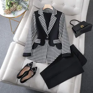 New Business Dress Fashion Winter Formal Long Sleeve Suits For Women's Jackets Blazer And Pant Suit Two Sets