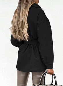 Primavera Nuove Donne di <span class=keywords><strong>Velluto</strong></span> Solido Del Manicotto Del Batwing Vintage <span class=keywords><strong>Giacca</strong></span> Camicia Con La Cinghia Gira-Giù Il Collare Lungo Outwear Casual Top Femminili - Product Image 4