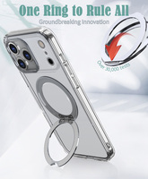 Casing Ponsel Magnetik Anti-Sidik Jari 360 °   Casing Anti Benturan Bingkai Kamera Logam dengan Ring Stand Putar untuk iPhone 17 16 Pro Max