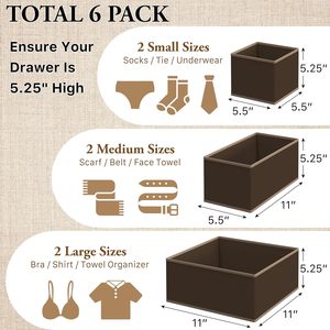 Set of <b>6</b> Fabric Foldable Dresser <b>Drawer</b> Storage Bins Wardrobe Organizers Storage Boxes & Bins Clothing Organizer Customized Logo - Product Image 2