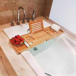 Premium bañera bandeja de baño de bambú Caddy bandeja de bañera de baño accesorios - Product Image 6