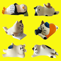 Figurine de chat en résine Zakka, statue miniature de chat japonaise pour la décoration de la maison, chaton peint à la main, ornement Kawaii, ensemble cadeau pour voiture et bureau