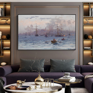 Pintura al Óleo Hecha a Mano sobre Lienzo, Arte Abstracto Impresionista de Paisaje Marino, Cuadros Decorativos - Product Image 3