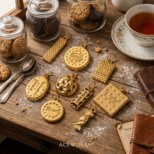 Galerie de breloques pour biscuits |   Pendentif en forme de barre chocolatée en acier inoxydable plaqué or 18K PVD, étanche, hypoallergénique et durable - Product Image 2
