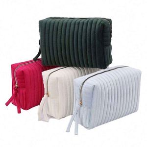 Hot Sale Velvet Flannel Quilted Cosmetic <b>Storage</b> Bag Travel <b>Toiletry</b> Organizer Makeup Bag for Women Girls - Product Image 1