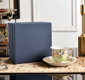 Premium <b>Green</b> Gold Trim Floral Bone China Cup And Saucer Ornate Baroque Style Porcelain Coffee Cup For Fine Dining - Product Image 3