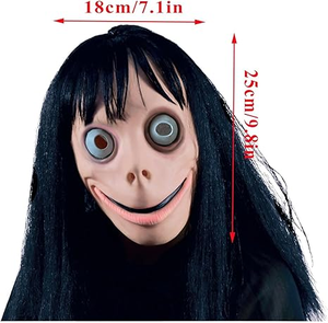 <span class=keywords><strong>Masque</strong></span> facial en Latex <span class=keywords><strong>Momo</strong></span> Horror pour Halloween Noël Carnaval Cosplay Costume Props Party Masquerade Décorations - Product Image 1