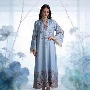 Vestido Abaya Elegante de Poliéster Estampado de Lujo para Mujeres Musulmanas, Prenda Personalizada para Fiestas Nocturnas, Venta al por Mayor OEM - Product Image 3