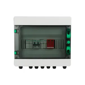 Combiner Box witIP65 2 IN 1 OUT 2 Strings 15A 1000V DC Solar PV Array Combiner Box with Circuit Breakers and Lightning Arrester