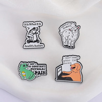Animal mignon chien à courte phrase travaillant je ne sais pas ce que je fais douleur physique constante dinosaure broche émail épinglette