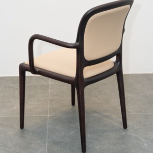 Chaise de salle à manger nordique contemporaine en bois massif avec siège en cuir de qualité supérieure, dossier ergonomique pour la maison, l'hôtel, le restaurant PISANO - Product Image 4