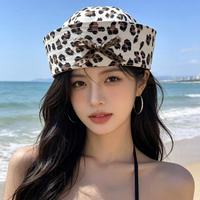 Sombrero de Marinero con Estampado de Leopardo al por Mayor, Gorros y Sombreros de Fiesta Y2K con Lazo a Juego y Logotipo Personalizado para Mujer, Verano, Halloween
