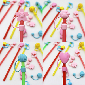 Topper de pajita de silicona 3D personalizado de 8mm y 10mm, tapa de cubierta de pajita para beber reutilizable portátil de diferentes series - Product Image 4