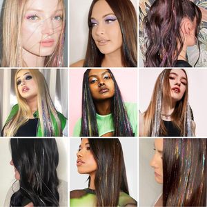 12 extensions cheveux à clipser 24 pouces à paillettes colorées Kit d'accessoires pour cheveux de fée pour femmes filles enfants - Product Image 4