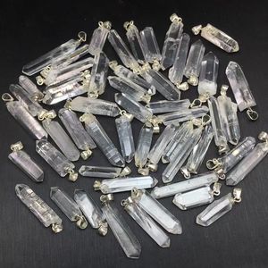 Piedras curativas de cristal natural Tiras de cristal de cuarzo transparente crudo Colgante Collar para joyería - Product Image 4