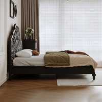 Lit en bois massif américain vieux Paris rétro français colonne romaine chambre à dossier haut lit double en velours