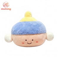 Coussin en peluche rond Kawaii Fille avec une boucle d'oreille en perle, coussin de décoration doux et moelleux pour la maison, vente en gros