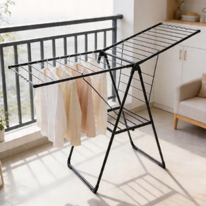 Séchoir <span class=keywords><strong>à</strong></span> <span class=keywords><strong>linge</strong></span> pliable autoportant en métal, type aile de mouette, gain de place, pour intérieur et <span class=keywords><strong>extérieur</strong></span> - Product Image 1