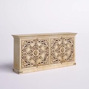 Nouvelle offre spéciale Buffet moderne en bois de manguier massif beige vieilli avec quatre portes pour la maison Fabricant de meubles de bar - Product Image 3