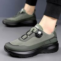 Nouvelles Chaussures Décontractées à Bouton Rotatif pour Hommes, Noires, pour Trajet Quotidien, Semelle Épaisse Antidérapante, Baskets de Sport d'Extérieur pour Hommes