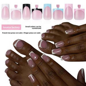 Meilleures ventes d'été : Faux ongles carrés français effet givré, 60 pièces - Product Image 2