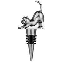 Bouchon de bouteille vintage en alliage de zinc et silicone, décoration mignonne en forme de chat, pour accessoires de cuisine