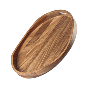 Bandeja Ovalada de Madera de Acacia con Asa, Plato Multiusos <span class=keywords><strong>para</strong></span> Frutas, Bocadillos, Desayuno en la Cama - Product Image 2