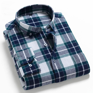 Camisas <span class=keywords><strong>de</strong></span> <span class=keywords><strong>Vestir</strong></span> <span class=keywords><strong>de</strong></span> Manga Larga para Hombre, Diseño Personalizado OEM/ODM, <span class=keywords><strong>Color</strong></span> <span class=keywords><strong>Morado</strong></span> y Verde a Cuadros, Cuello Camisero Informal, Rayas, Franela, Otoño, Talla 6XL - Product Image 3