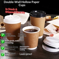 Gobelets isothermes jetables en papier kraft blanc à double paroi, anti-fuite, pour boissons chaudes et froides, avec couvercle, en stock, pour le lait