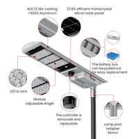 Lampadaire solaire tout-en-un haute efficacité 60W-120W pour autoroute, indice de protection IP65, 220lm/W, LED haute luminosité, éclairage extérieur solaire à batterie