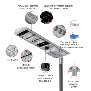 <span class=keywords><strong>Lampadaire</strong></span> <span class=keywords><strong>solaire</strong></span> tout-en-un haute efficacité 60W-120W pour autoroute, indice de protection IP65, 220lm/W, LED haute luminosité, éclairage extérieur <span class=keywords><strong>solaire</strong></span> à batterie - Product Image 2